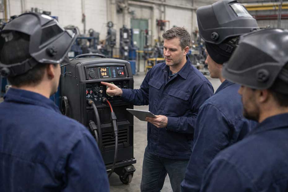Capacitación técnica en equipos industriales de soldadura en entorno de taller